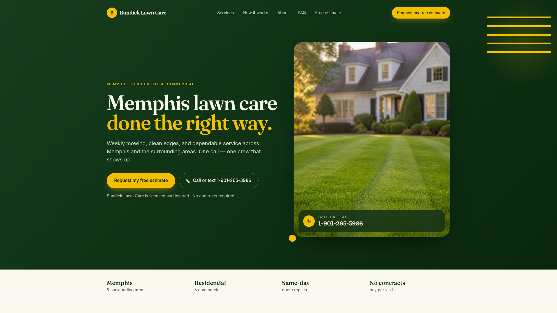 One-page website built for Lawn Care